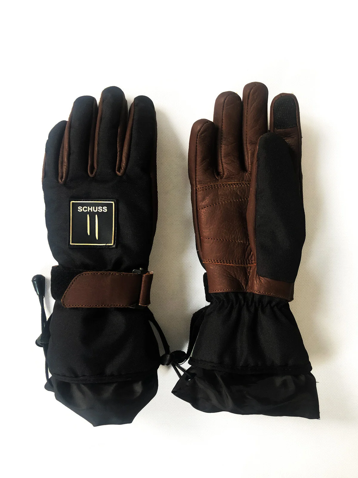 Brown leather 2024 ski gloves